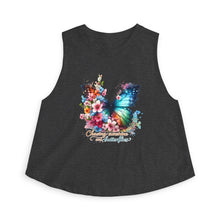 Load image into Gallery viewer, Butterfly Floral Crop Top — "Chasing sunshine and butterflies" Graphic Tank