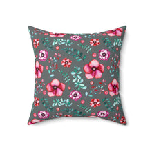 Load image into Gallery viewer, Floral in Gray Spun Polyester Square Pillow