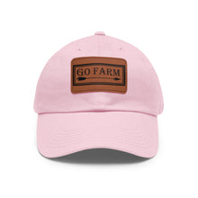 Load image into Gallery viewer, Go Farm Leather Patch Dad Hat — Rustic Farm Life Baseball Cap