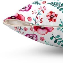 Load image into Gallery viewer, Floral in White Spun Polyester Square Pillow