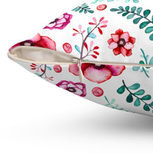 Load image into Gallery viewer, Floral in White Spun Polyester Square Pillow
