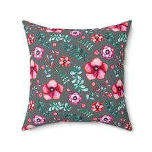 Load image into Gallery viewer, Floral in Gray Spun Polyester Square Pillow
