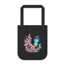 Load image into Gallery viewer, Butterfly Floral Tote Bag — "Chasing Sunshine and Butterflies" Organic Canvas Tote