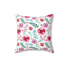 Load image into Gallery viewer, Floral in White Spun Polyester Square Pillow