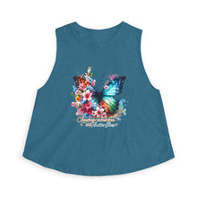 Load image into Gallery viewer, Butterfly Floral Crop Top — "Chasing sunshine and butterflies" Graphic Tank
