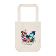 Load image into Gallery viewer, Butterfly Floral Tote Bag — "Chasing Sunshine and Butterflies" Organic Canvas Tote