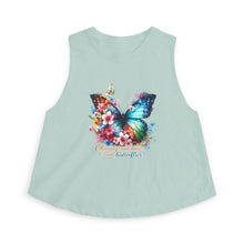 Load image into Gallery viewer, Butterfly Floral Crop Top — "Chasing sunshine and butterflies" Graphic Tank
