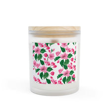 Load image into Gallery viewer, Floral Pink Blossom Frosted Glass Candle — 11oz Decorative Scented Candle