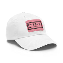 Load image into Gallery viewer, Go Farm Leather Patch Dad Hat — Rustic Farm Life Baseball Cap
