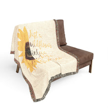 Load image into Gallery viewer, Sunflower Woven Blanket — "Just a Wildflower in Love with the Sunshine" Cozy Throw