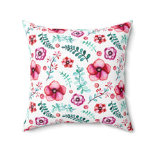 Load image into Gallery viewer, Floral in White Spun Polyester Square Pillow