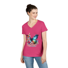 Load image into Gallery viewer, Chasing Sunshine and Butterflies V-Neck Tee — "Chasing sunshine and butterflies" Floral Graphic
