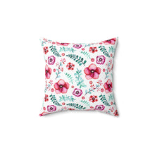 Load image into Gallery viewer, Floral in White Spun Polyester Square Pillow