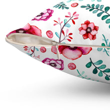 Load image into Gallery viewer, Floral in White Spun Polyester Square Pillow