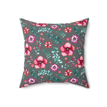 Load image into Gallery viewer, Floral in Gray Spun Polyester Square Pillow