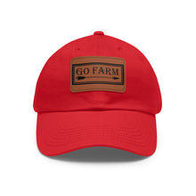 Load image into Gallery viewer, Go Farm Leather Patch Dad Hat — Rustic Farm Life Baseball Cap