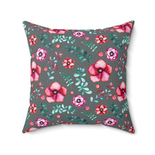 Load image into Gallery viewer, Floral in Gray Spun Polyester Square Pillow