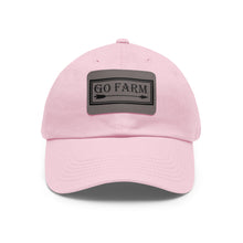 Load image into Gallery viewer, Go Farm Leather Patch Dad Hat — Rustic Farm Life Baseball Cap
