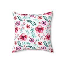Load image into Gallery viewer, Floral in White Spun Polyester Square Pillow