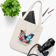 Load image into Gallery viewer, Butterfly Floral Tote Bag — "Chasing Sunshine and Butterflies" Organic Canvas Tote