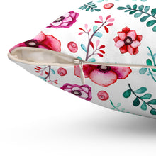Load image into Gallery viewer, Floral in White Spun Polyester Square Pillow
