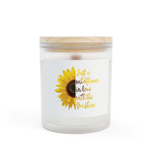 Load image into Gallery viewer, Sunflower "Just a Wildflower in Love with the Sunshine" Frosted Glass Candle — 11oz