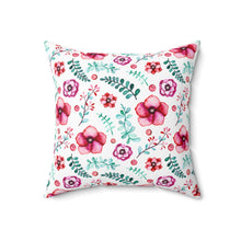 Load image into Gallery viewer, Floral in White Spun Polyester Square Pillow