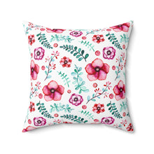 Load image into Gallery viewer, Floral in White Spun Polyester Square Pillow