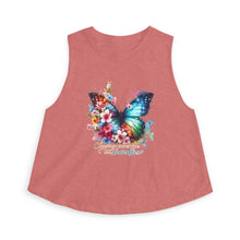 Load image into Gallery viewer, Butterfly Floral Crop Top — "Chasing sunshine and butterflies" Graphic Tank