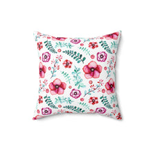 Load image into Gallery viewer, Floral in White Spun Polyester Square Pillow