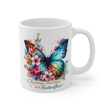 Load image into Gallery viewer, Butterfly Floral Mug — "Chasing Sunshine and Butterflies" 11oz