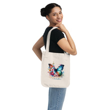 Load image into Gallery viewer, Butterfly Floral Tote Bag — "Chasing Sunshine and Butterflies" Organic Canvas Tote