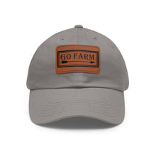 Load image into Gallery viewer, Go Farm Leather Patch Dad Hat — Rustic Farm Life Baseball Cap