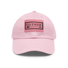 Load image into Gallery viewer, Go Farm Leather Patch Dad Hat — Rustic Farm Life Baseball Cap