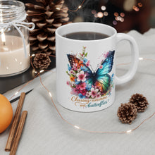 Load image into Gallery viewer, Butterfly Floral Mug — "Chasing Sunshine and Butterflies" 11oz