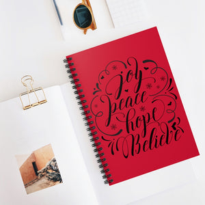 Joy Peace Hope Believe Spiral Notebook - Ruled Line