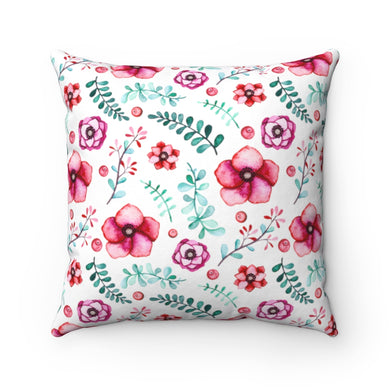 Floral in White Spun Polyester Square Pillow
