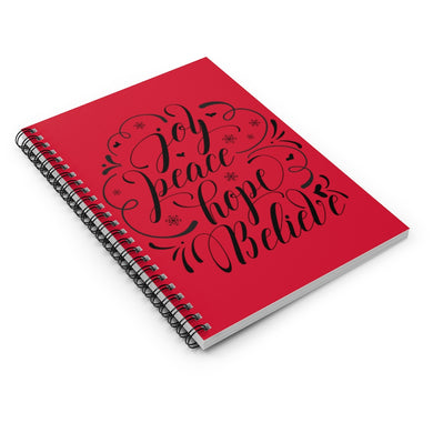 Joy Peace Hope Believe Spiral Notebook - Ruled Line