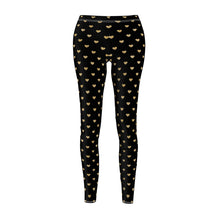 Load image into Gallery viewer, Black and Gold Heart Women&#39;s Cut &amp; Sew Casual Leggings