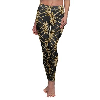 Black and Gold  Women's Cut & Sew Casual Leggings
