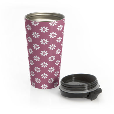 Purple Floral  Stainless Steel Travel Mug