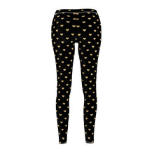 Load image into Gallery viewer, Black and Gold Heart Women&#39;s Cut &amp; Sew Casual Leggings
