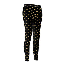 Load image into Gallery viewer, Black and Gold Heart Women&#39;s Cut &amp; Sew Casual Leggings