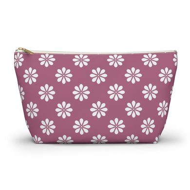 Purple Floral Accessory Pouch w T-bottom