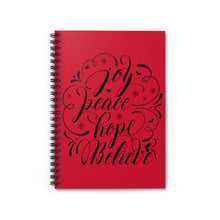 Load image into Gallery viewer, Joy Peace Hope Believe Spiral Notebook - Ruled Line
