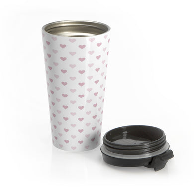 Pink Hearts Stainless Steel Travel Mug
