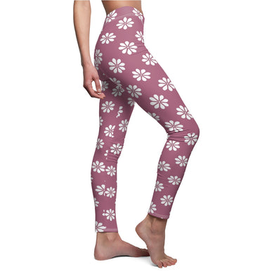 Purple Floral Women's Cut & Sew Casual Leggings
