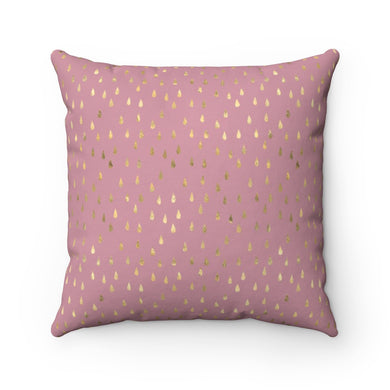 Pink Raindrops Spun Polyester Square Pillow