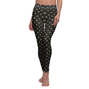 Black and Gold Heart Women's Cut & Sew Casual Leggings